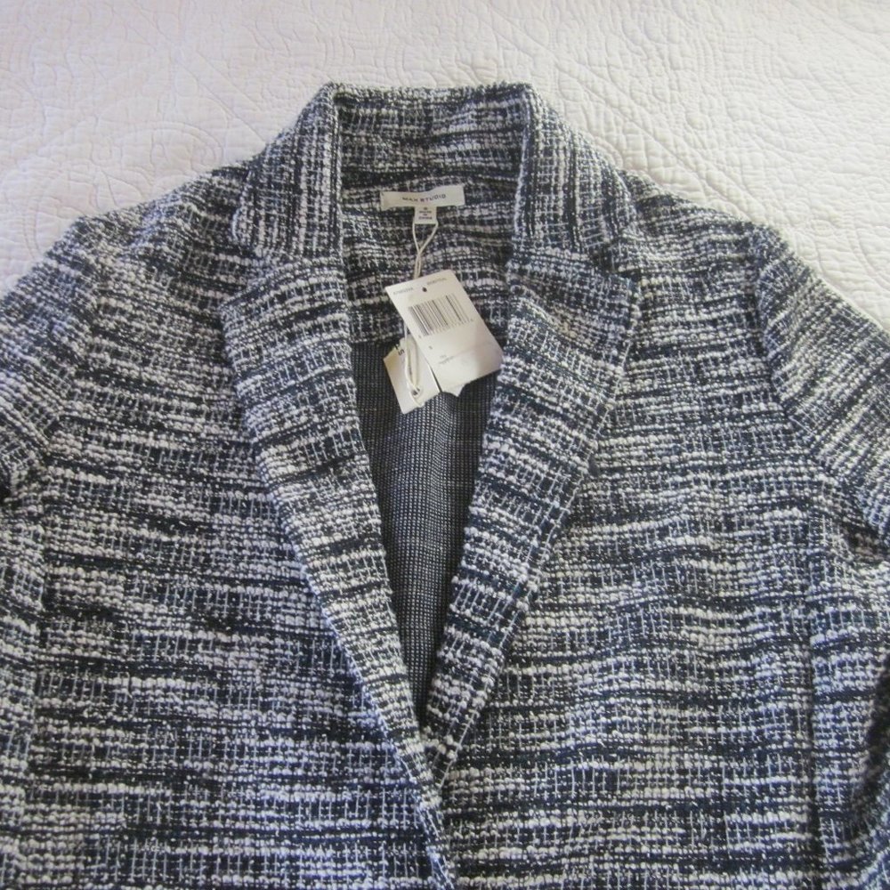 Max Studio Jacket S Single Button Black/Teal Twee… - image 4